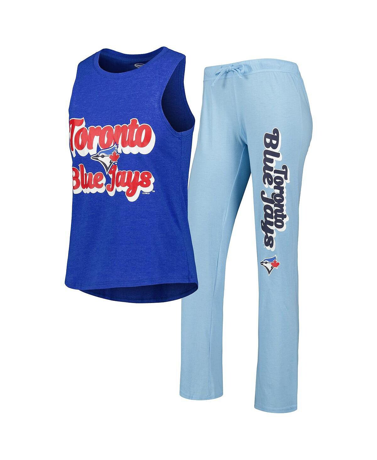 

Женский комплект для сна: пудрово-синий, Heather Royal Toronto Blue Jays Wordmark Meter Muscle, майка и брюки Concepts Sport