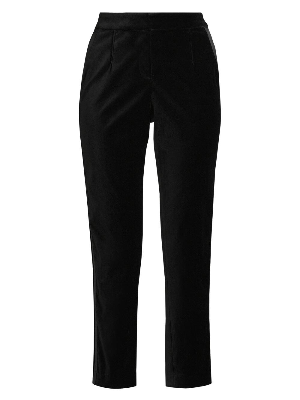 

Бархатные укороченные брюки в атласную полоску Donna Karan New York, черный