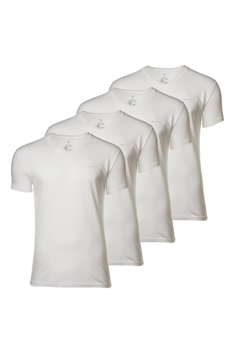 Хлопковая футболка с заостренным воротником - 4 шт Gant, белый