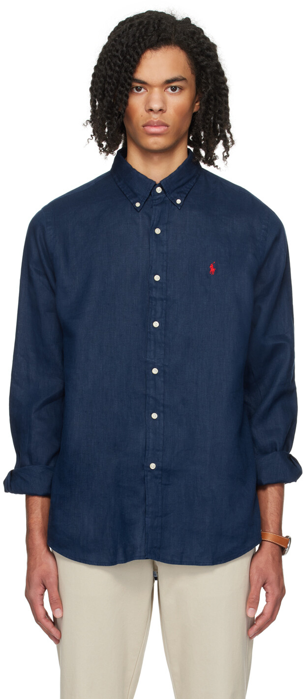 

Темно-синяя легкая рубашка Polo Ralph Lauren