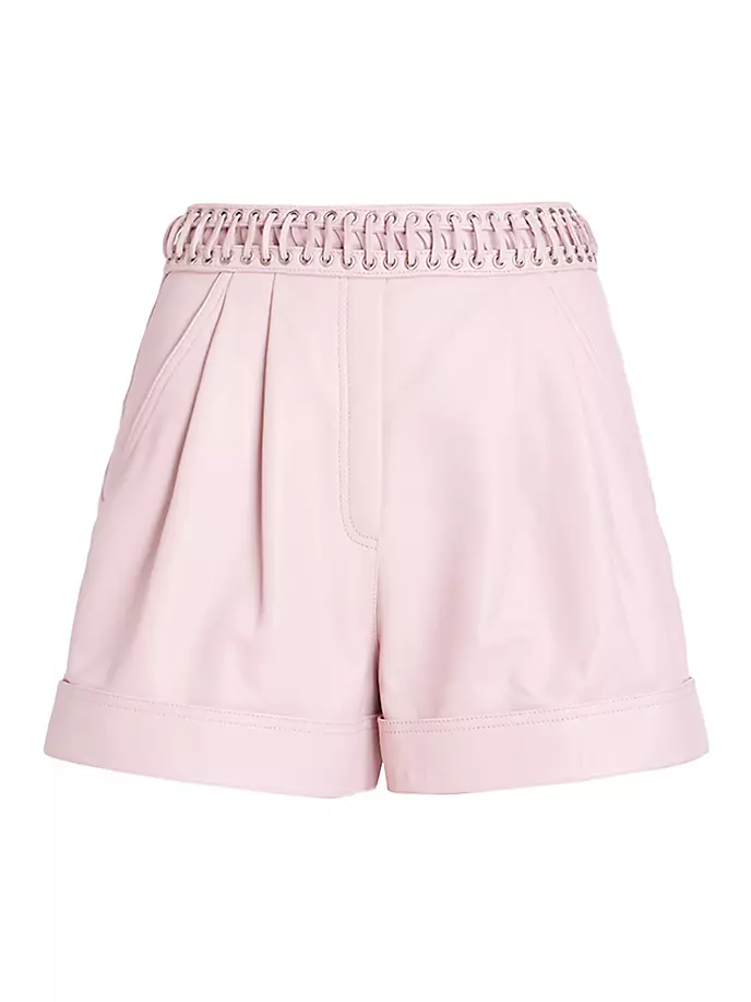 

Кожаные шорты Balmain, цвет powdery pink