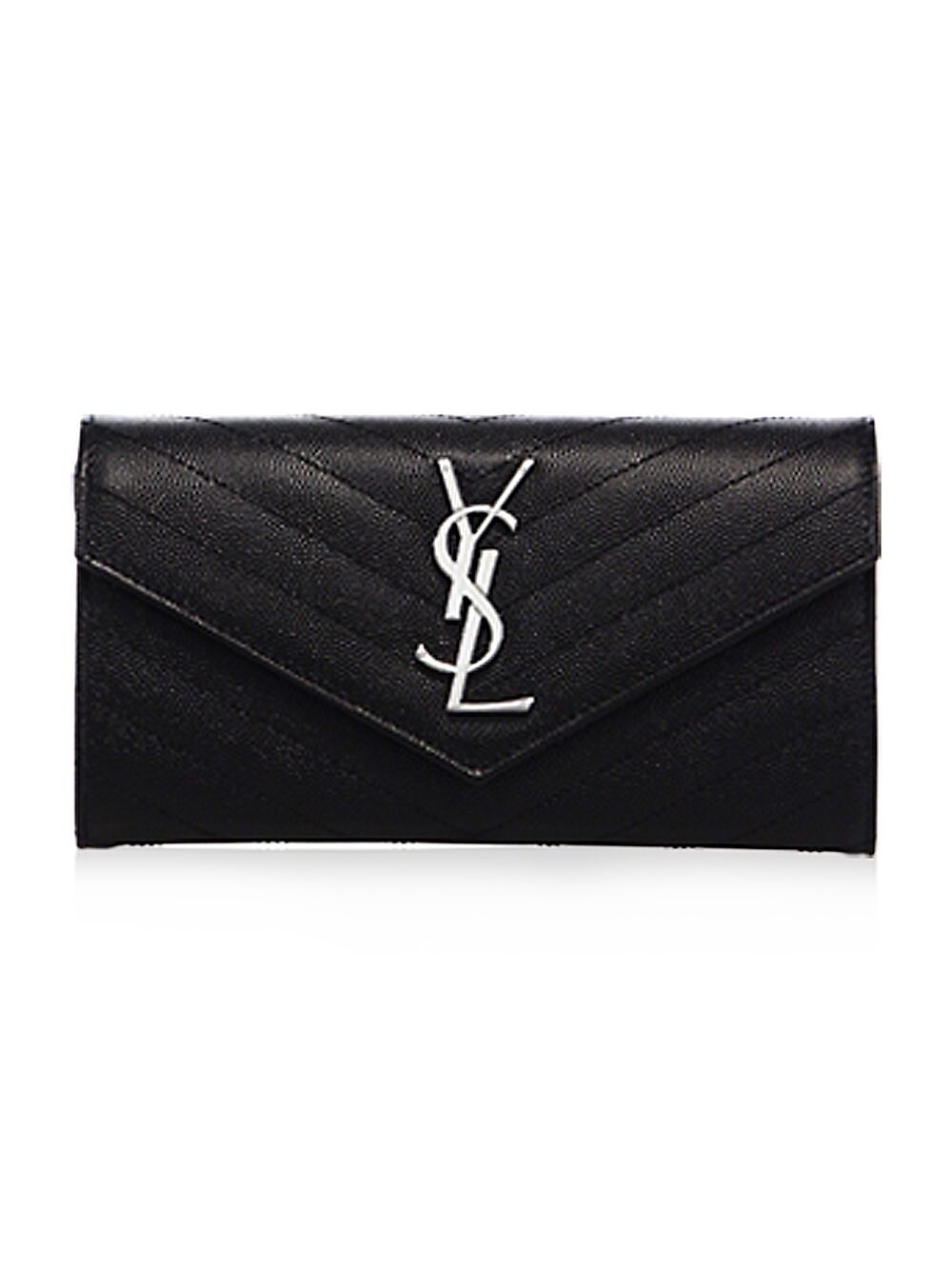 

Большой кошелек Cassandre Matelassé с клапаном Saint Laurent, черный