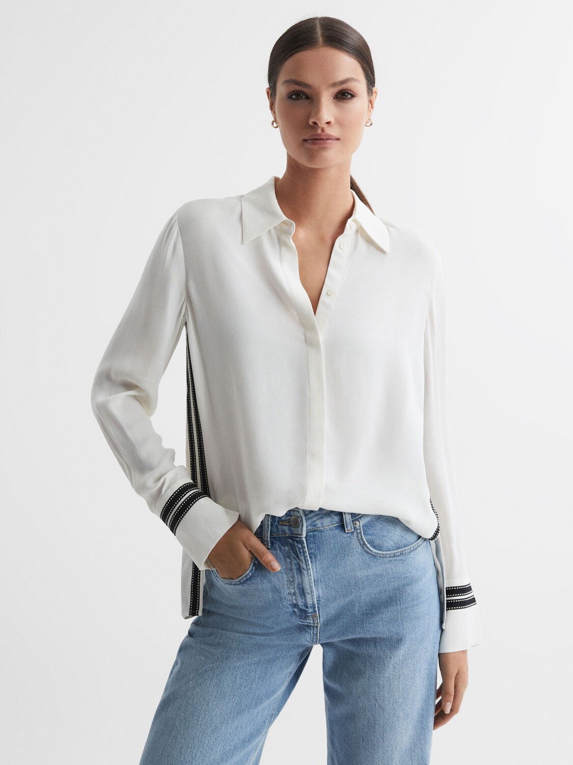 

Рубашка Priyah с полосками Reiss, крем