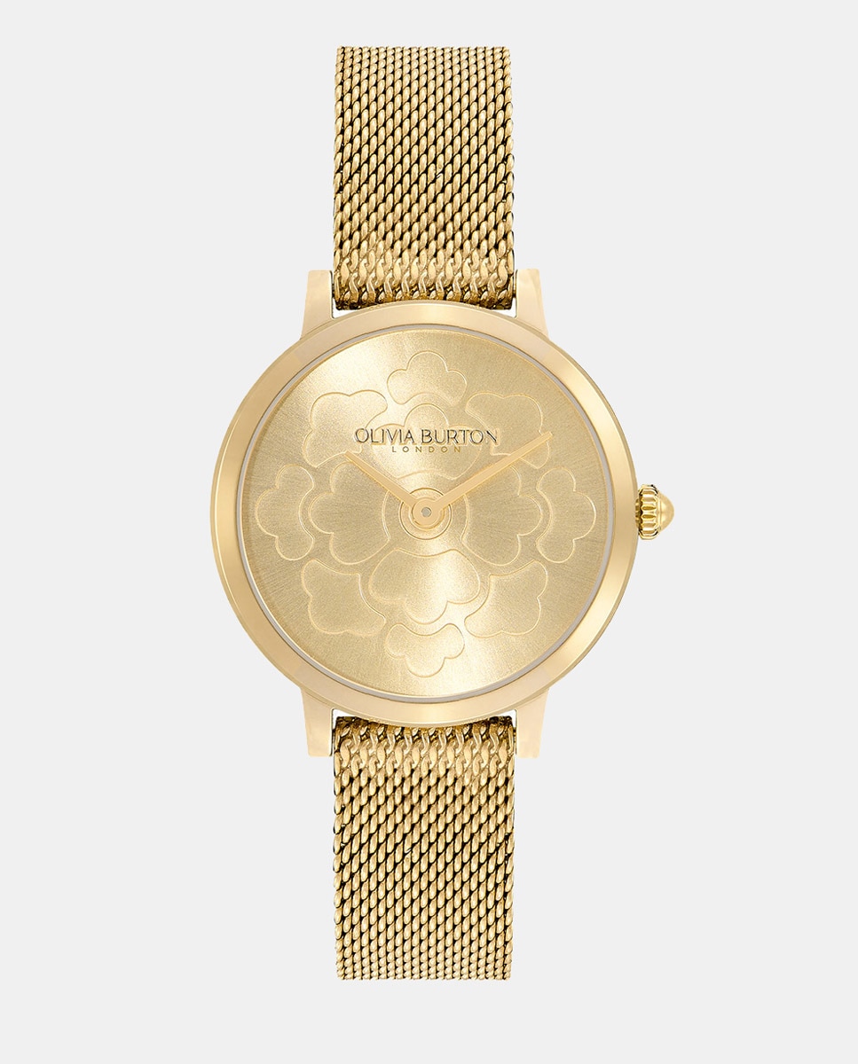 цена Женские часы Ultra Slim Flor 24000058 с золотой стальной сеткой Olivia Burton, золотой
