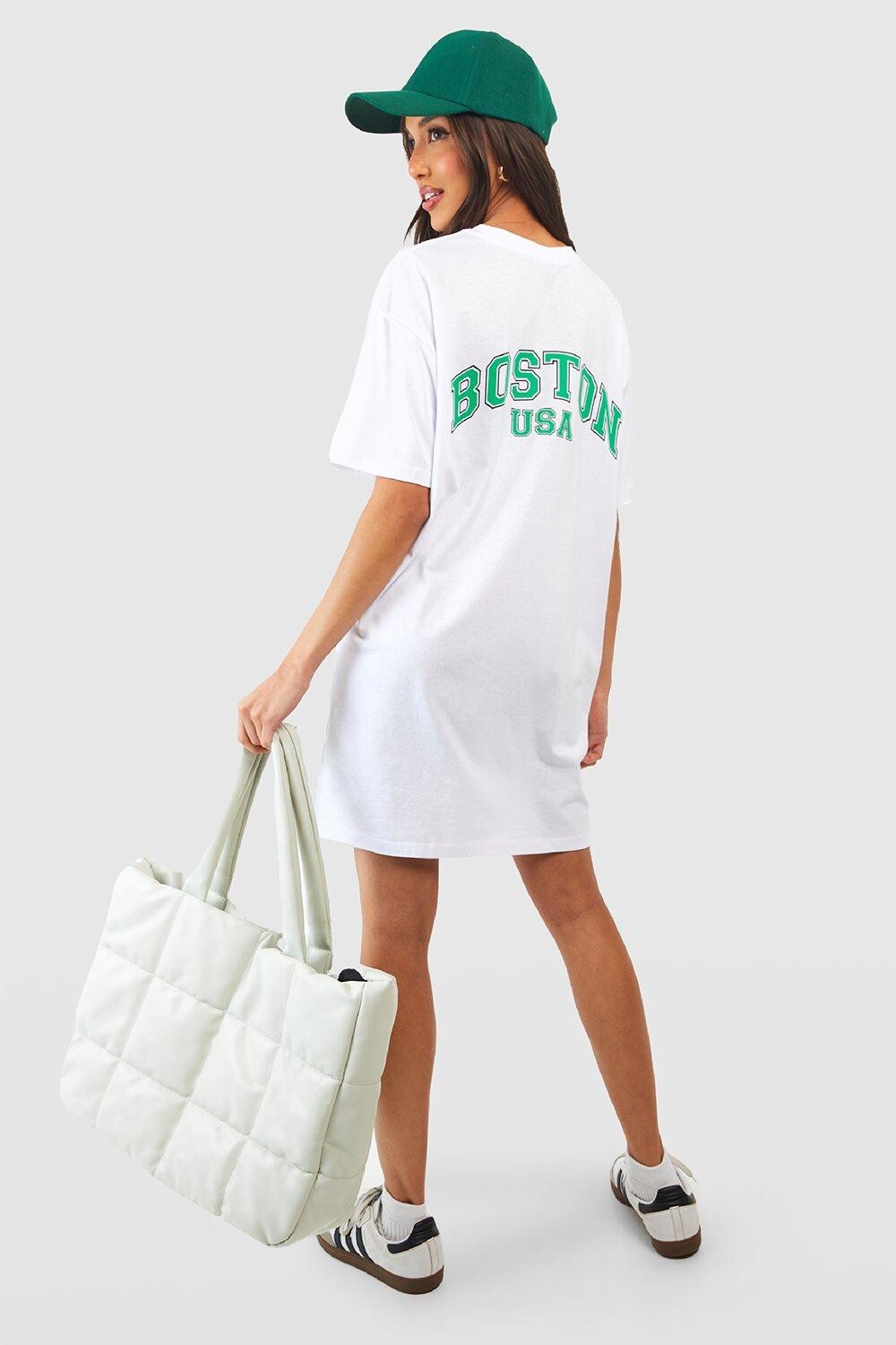 

Платье-футболка оверсайз boston Boohoo, белый