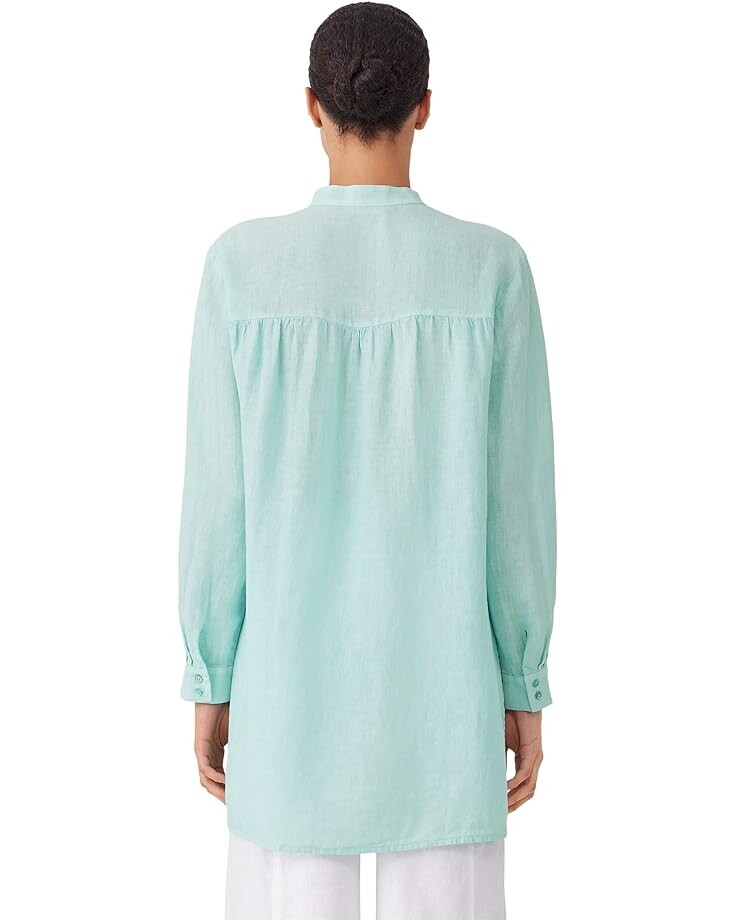 

Рубашка Eileen Fisher Mandarin Collar Long Shirt, цвет Capri