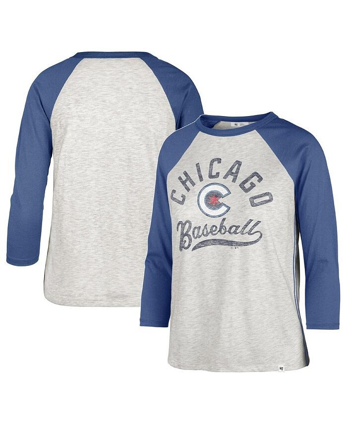 

Женская серая рваная футболка Chicago Cubs City Connect Retro Daze Ava реглан с рукавами 3/4 '47 Brand, серый