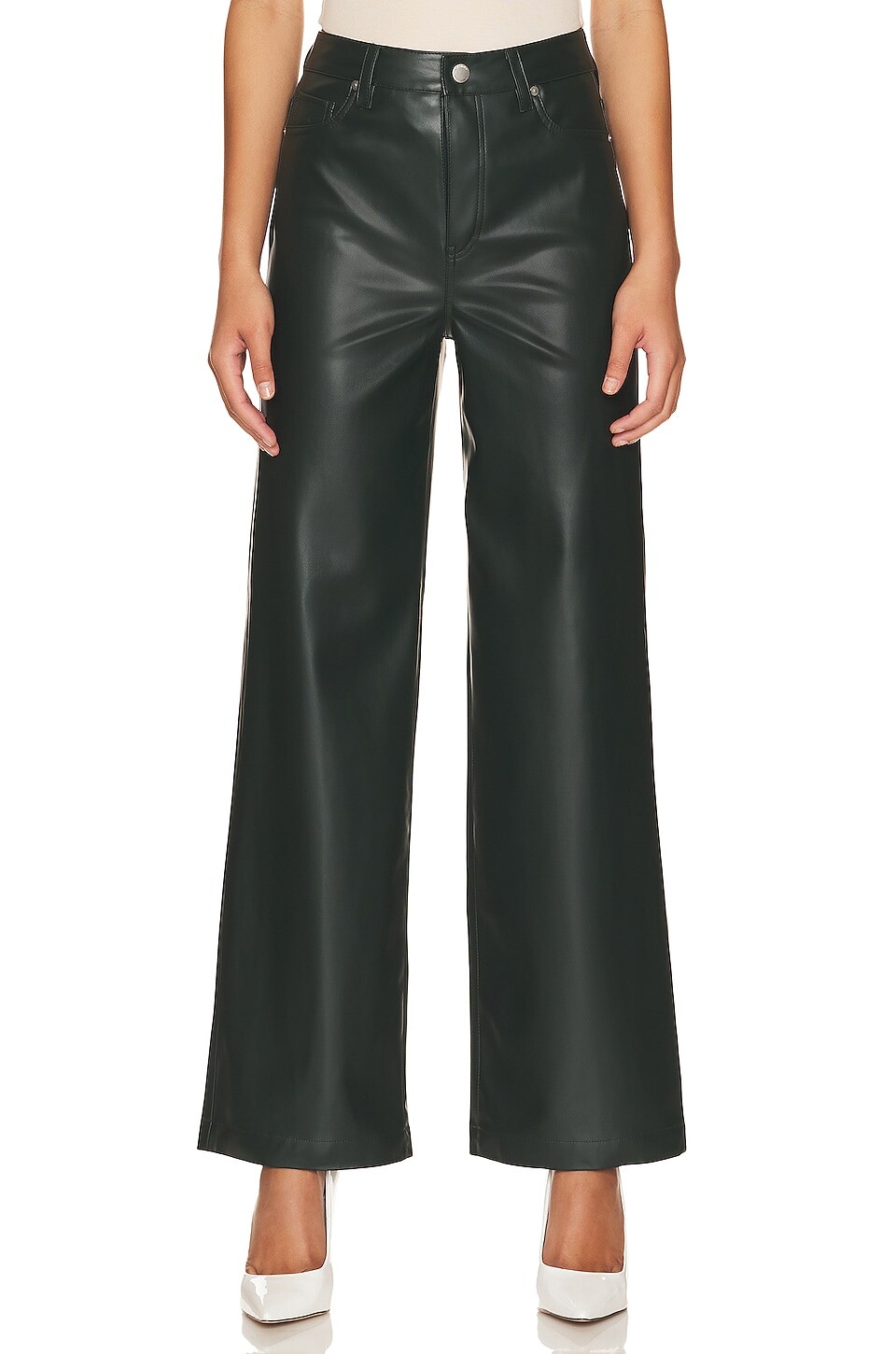

Брюки BLANKNYC Faux Leather Franklin Rib Cage Straight, цвет Deep Forest