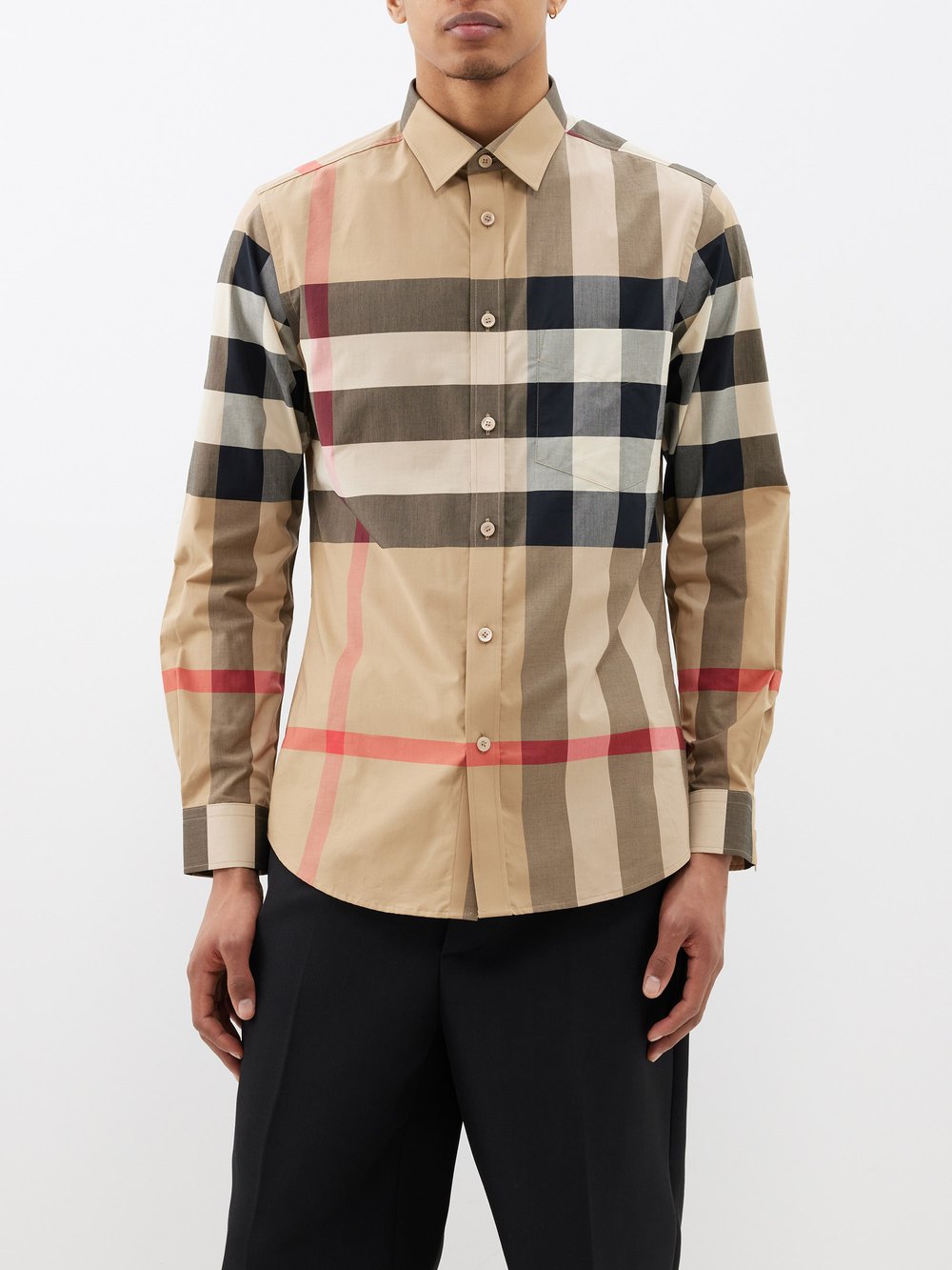 

Рубашка somerton из поплина в клетку macro Burberry, бежевый