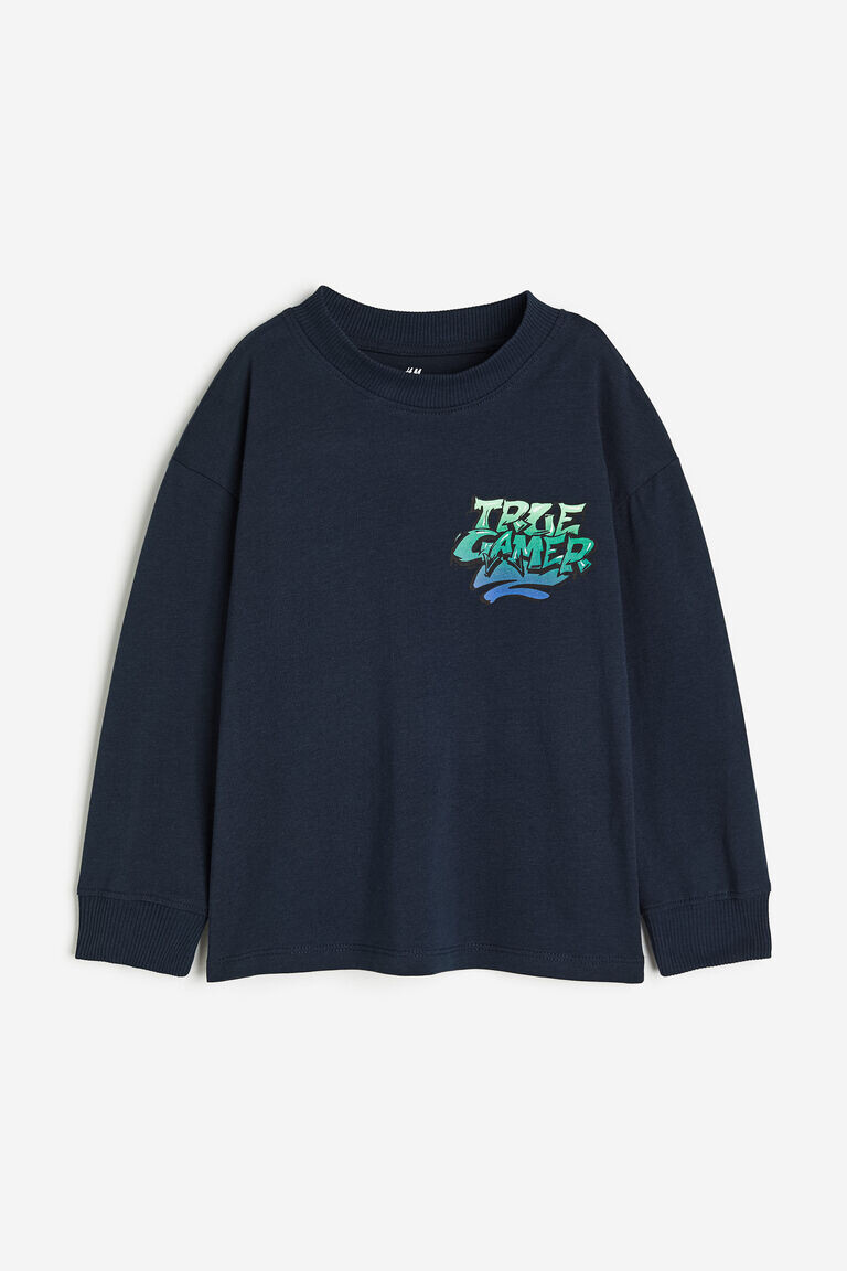 

Футболка с длинными рукавами и принтом H&M, синий