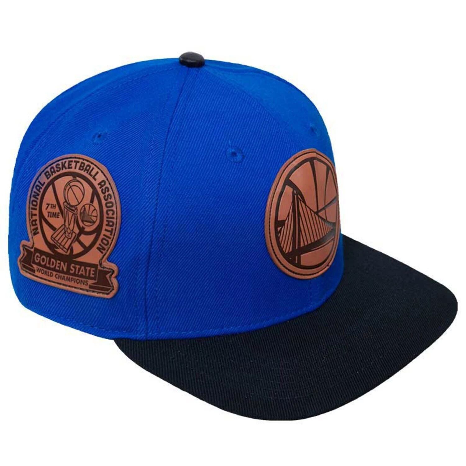 

Мужская кепка Snapback с кожаной нашивкой Golden State Warriors Heritage Pro Standard Royal/черная