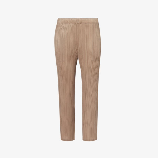 

Октябрьские зауженные трикотажные брюки со средней посадкой Pleats Please Issey Miyake, бежевый