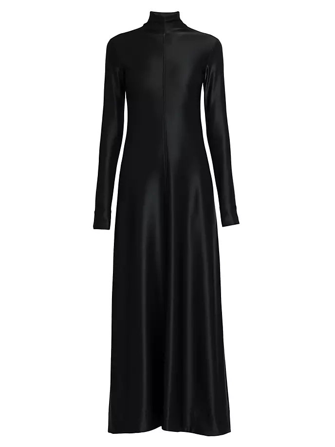 

Матовое атласное платье макси с длинными рукавами Jil Sander, черный