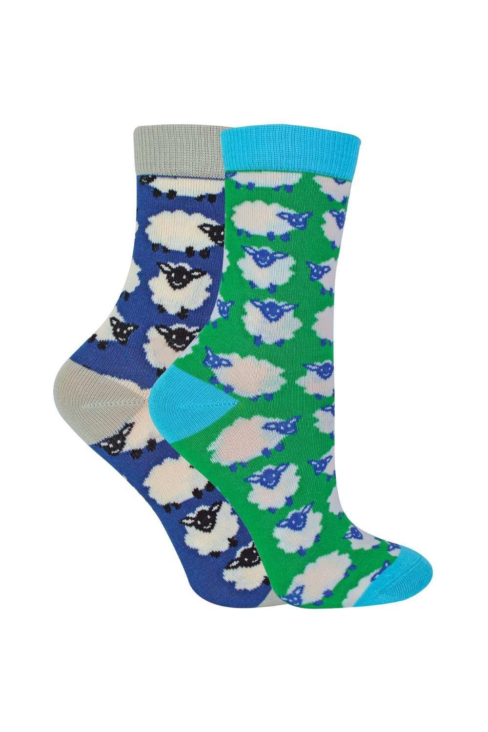 2 пары бамбуковых носков | Носки с рисунком, новинка, дизайн Miss Sparrow, синий фото