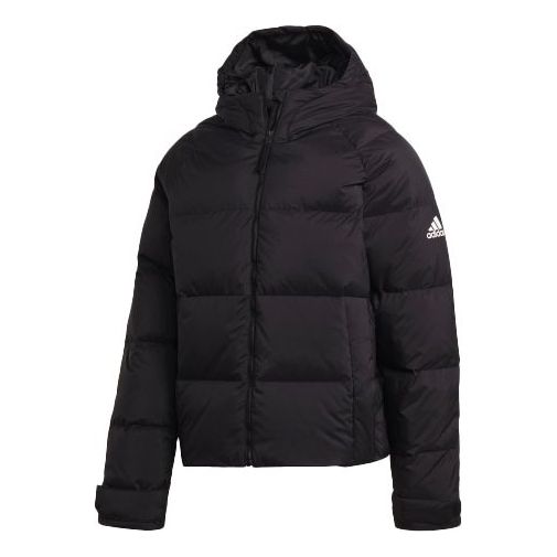 Пуховик adidas Puffer Down Jkt Outdoor Sports hooded down Jacket Black, черный цена и фото