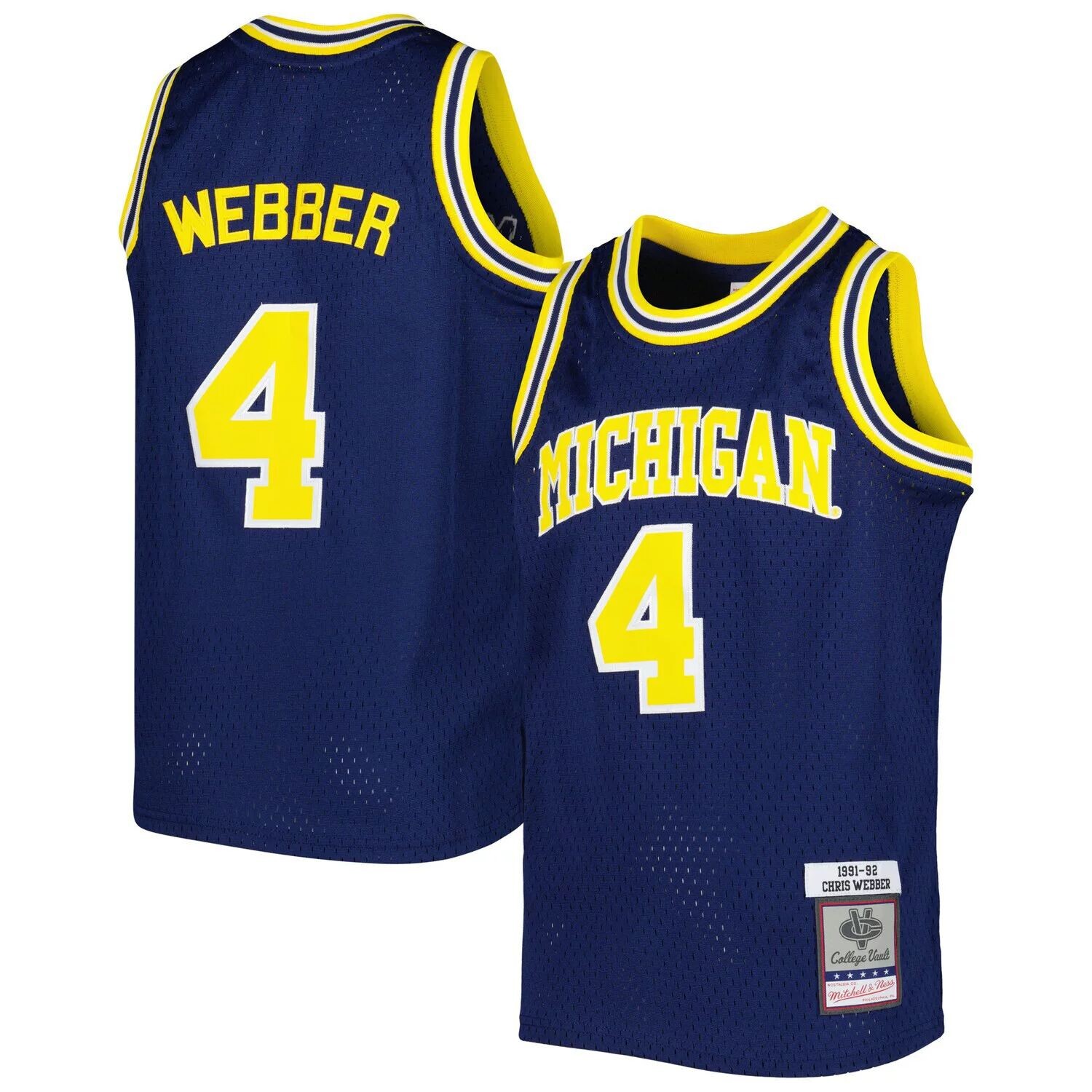 

Молодежная футболка Mitchell & Ness Chris Webber Navy Michigan Wolverines Swingman Unbranded