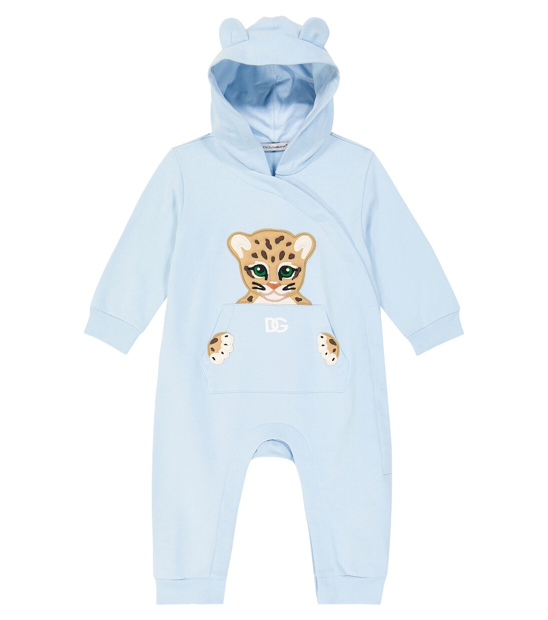 

Детский комбинезон из хлопкового джерси с вышивкой Dolce&Gabbana Kids, синий
