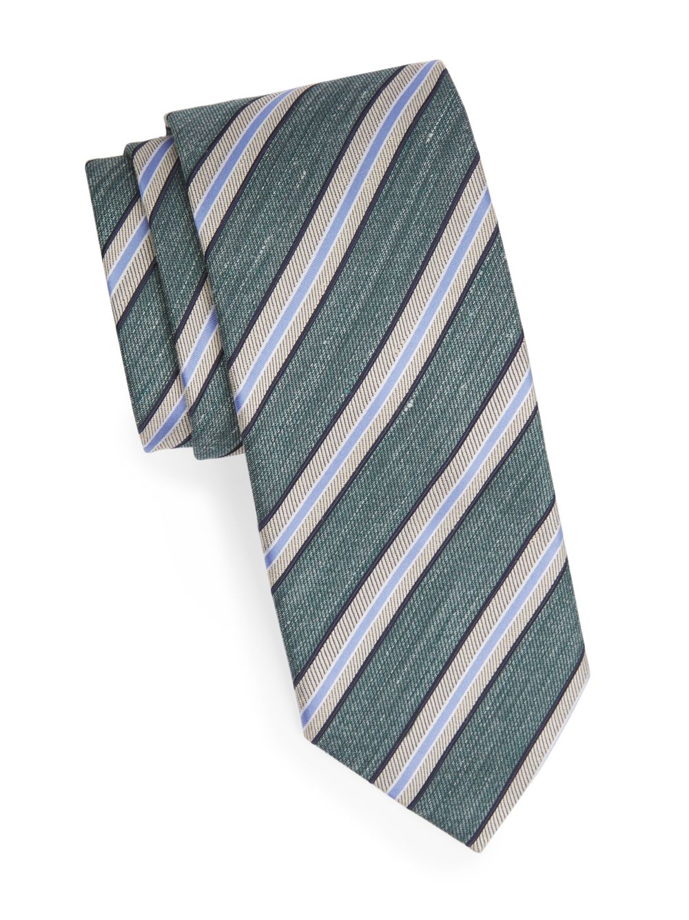 Полосатый шелковый галстук Canali, зеленый