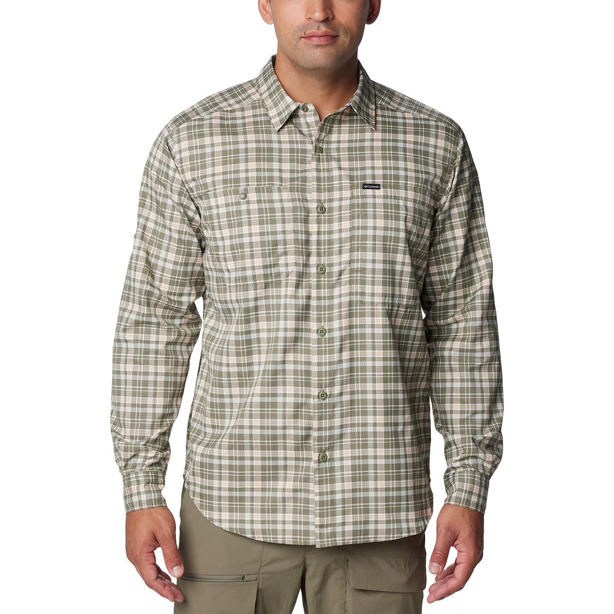 Рубашка в клетку с длинными рукавами silver ridge utility lite Columbia, цвет stone green/multi plaid