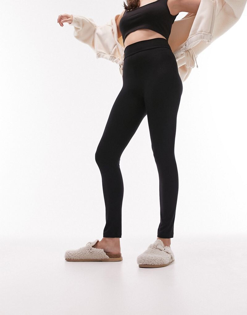 

Черные леггинсы с завышенной талией Topshop