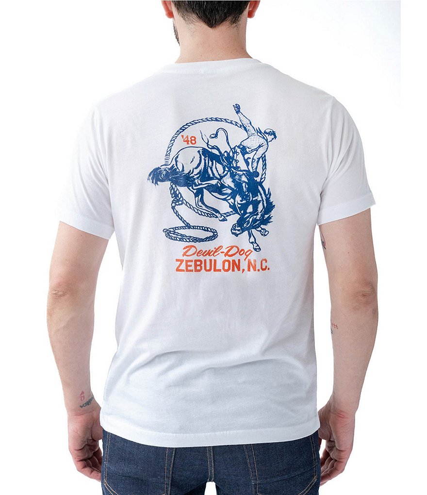 Комбинезон Devil-Dog Ropin' Ковбойская футболка с рисунком Devil-Dog Dungarees, белый