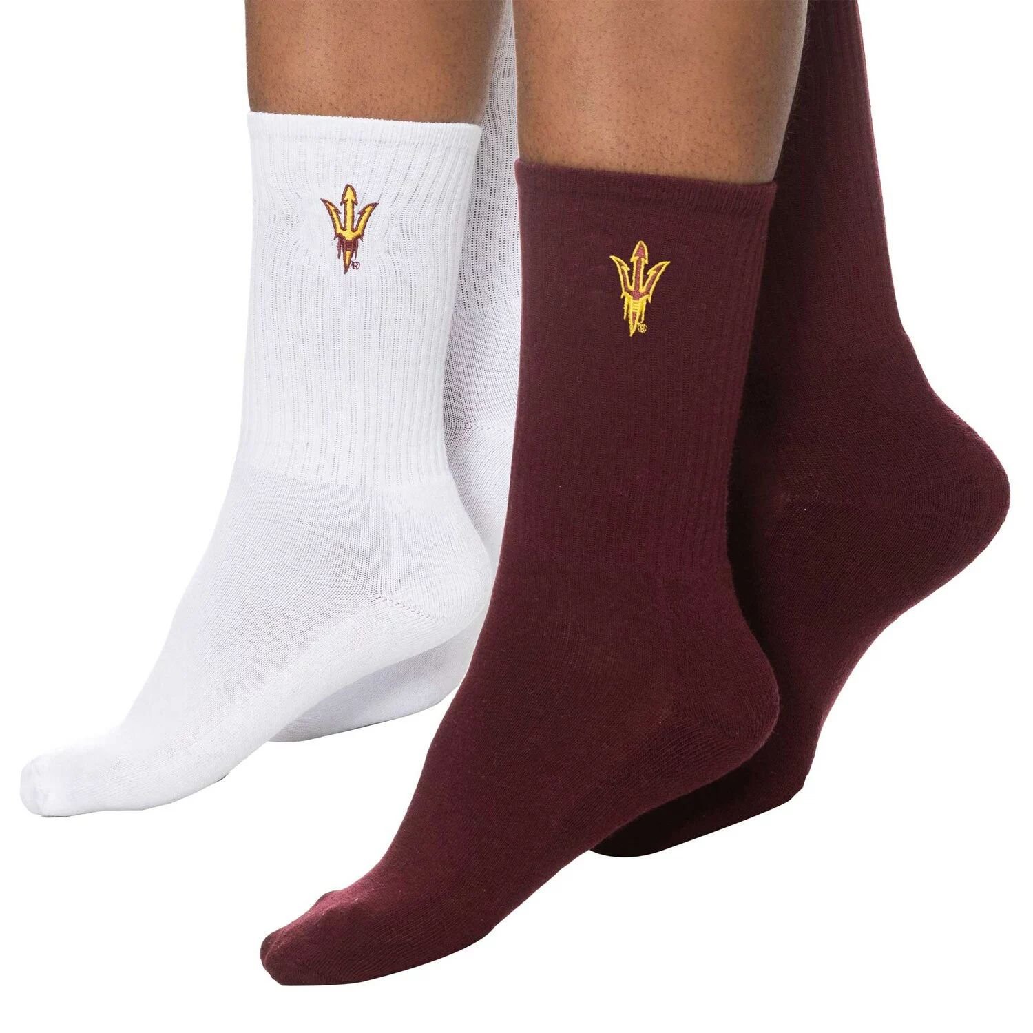 

Женские носки ZooZatz Maroon/White Arizona State Sun Devils, комплект из 2 носков четверть длины