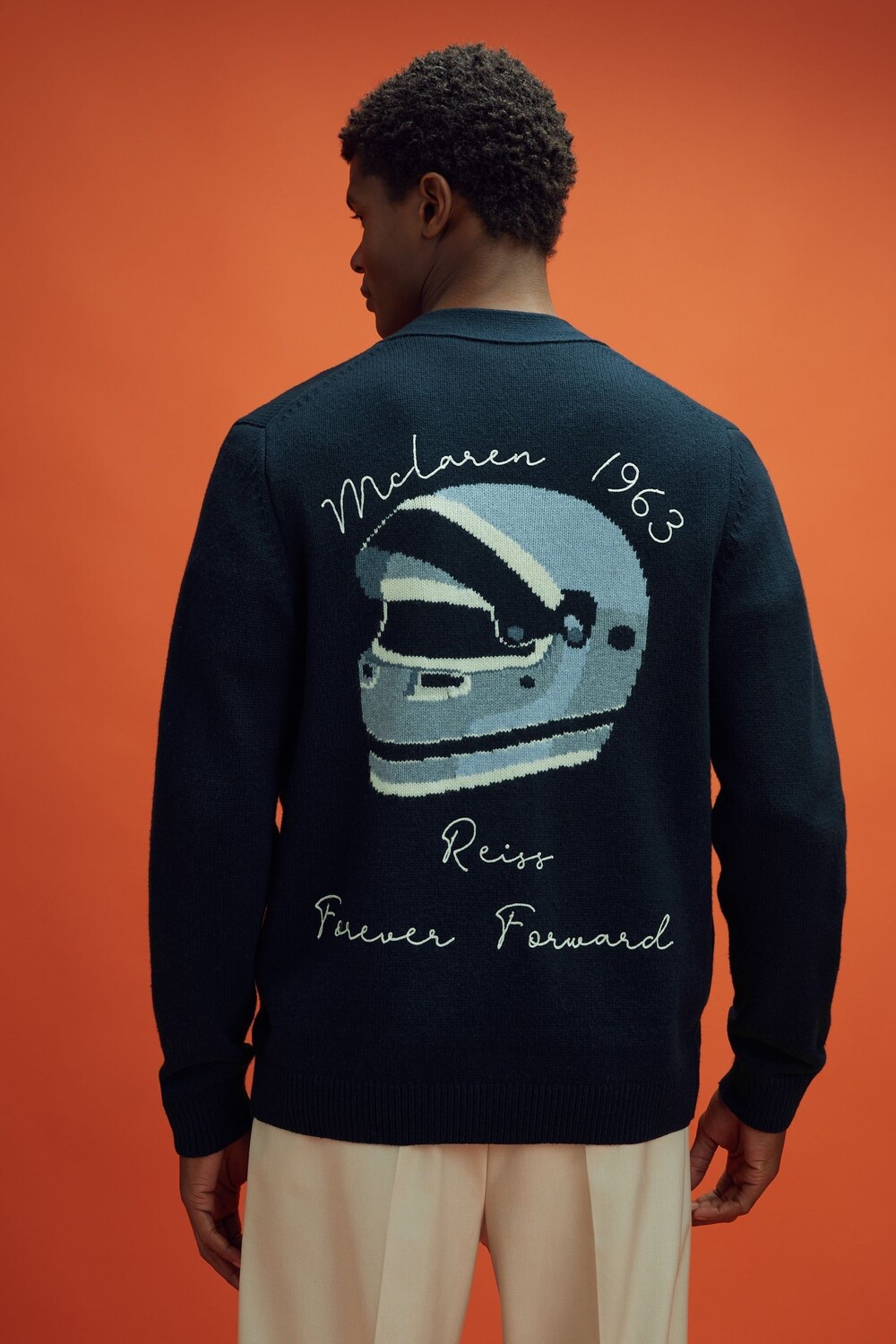 

Кардиган McLaren f1 в технике интарсия Reiss X Mclaren F1 Team, синий