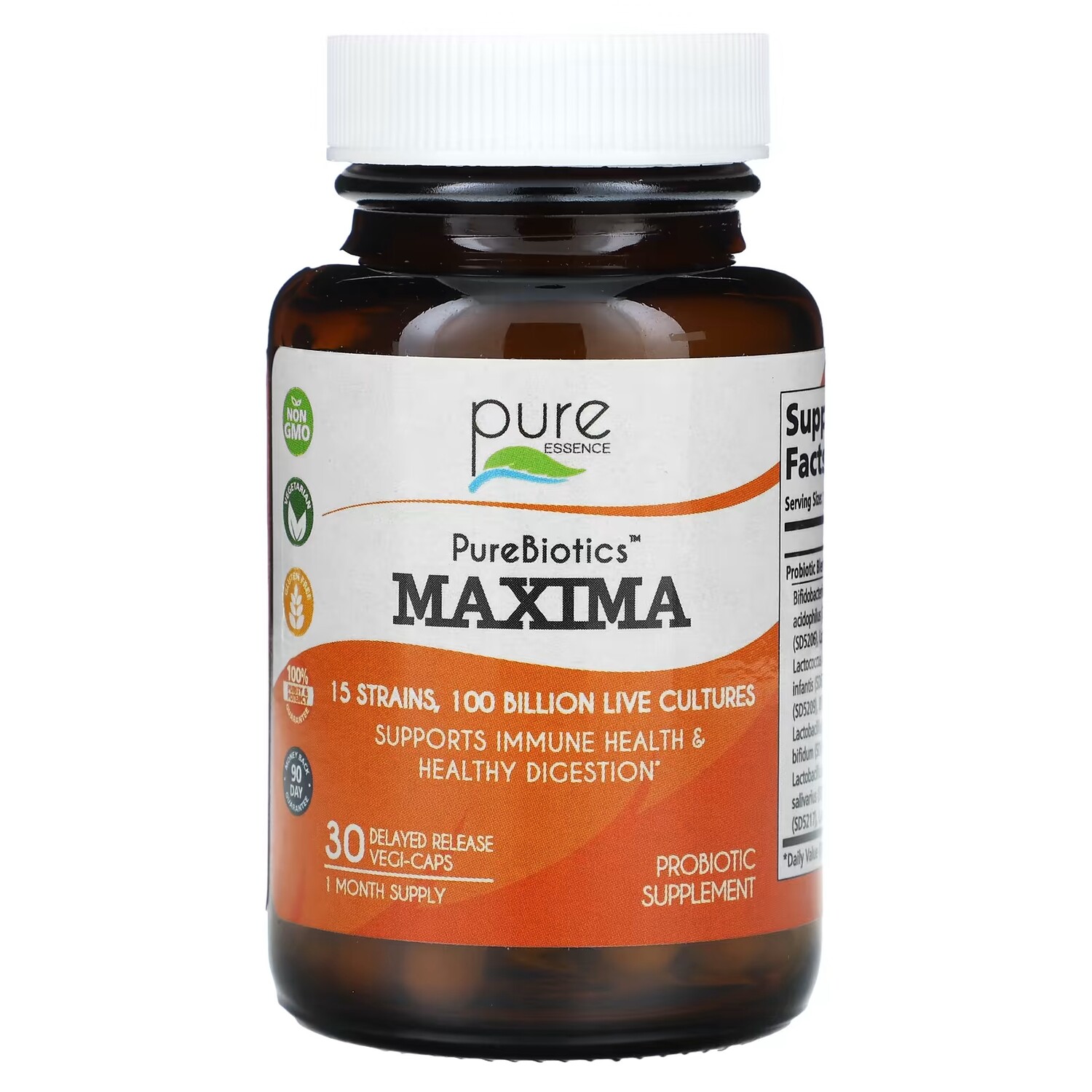 Пищевая добавка Pure Essence PureBiotics Maxima для иммунитета, 30 растительных капсул пищевая добавка comvita immune bee propolis обычная поддержка иммунитета 30 растительных капсул