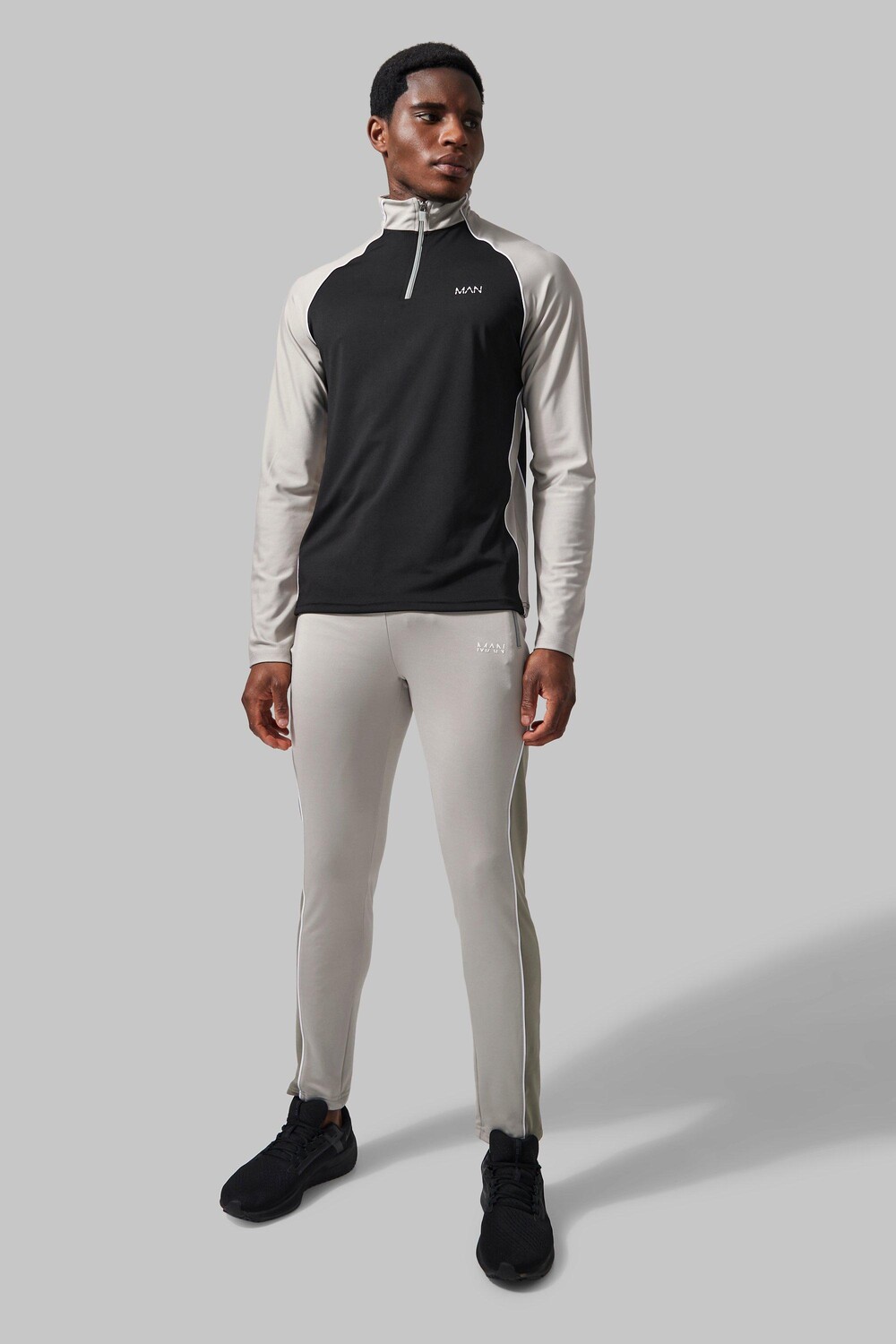 

Спортивный костюм мужской active color bloc на молнии 1/4 Boohoo, шалфей