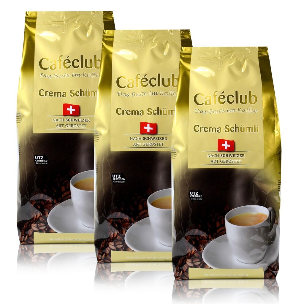 

3 кофейных зерна Cafeclub Supercreme Swiss Schümli по 1 кг для полностью автоматических кофемашин