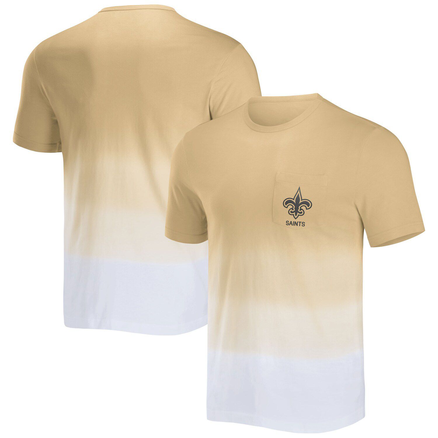 

Мужская футболка NFL x Darius Rucker Collection от Fanatics Gold/White New Orleans Saints с карманами Dip Dye