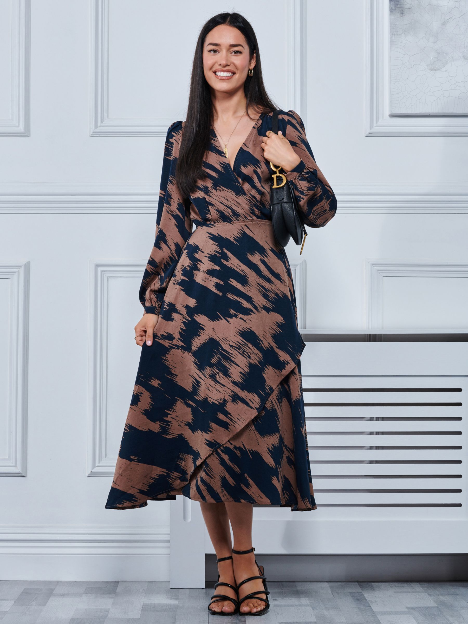 Платье миди с запахом и абстрактным принтом Jolie Moi, Многоцветный