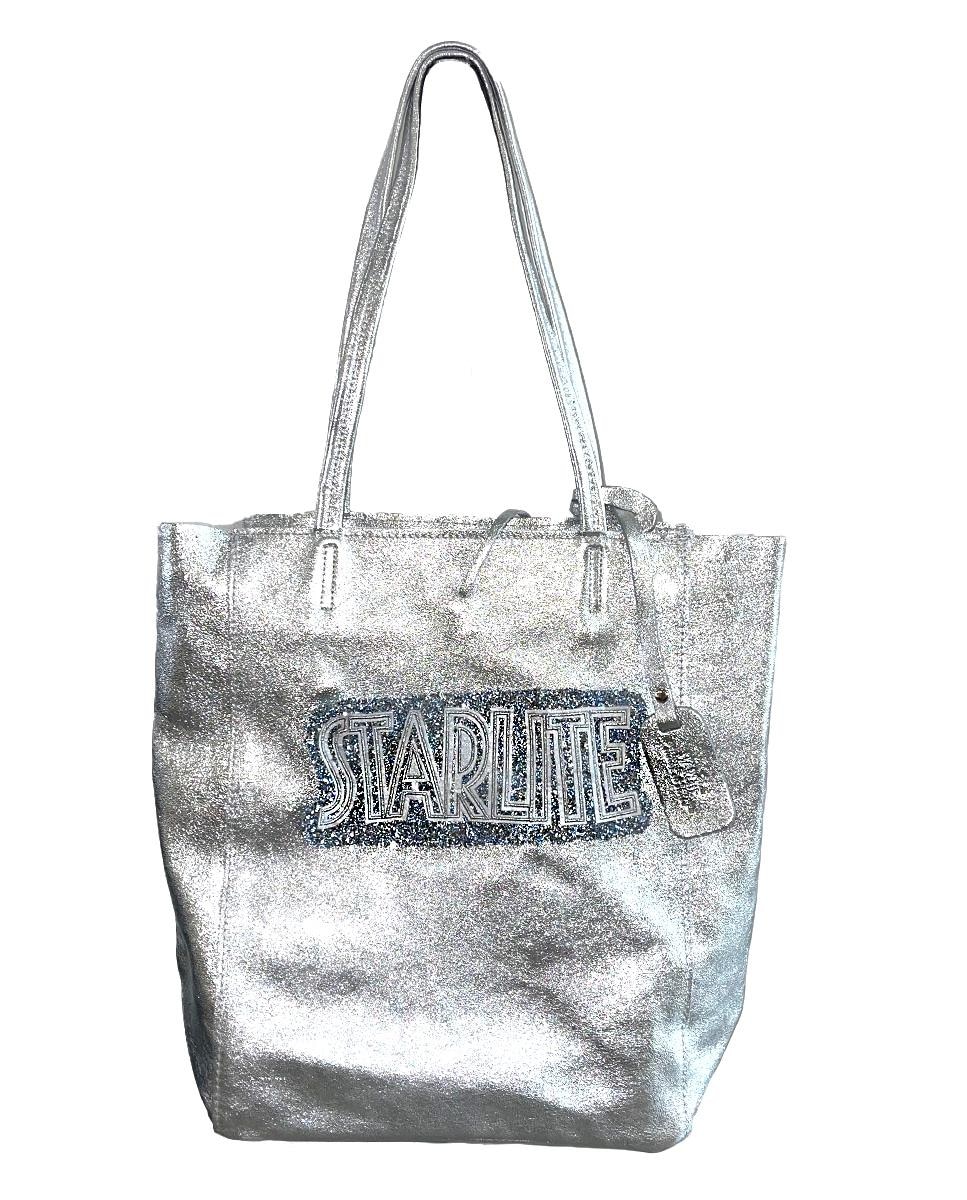 цена Сумка-шопер серебристого цвета с эффектом металлик Starlite, серебро