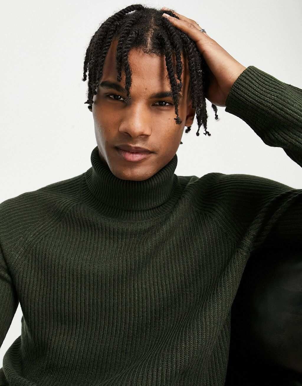 

Черный джемпер в рубчик с высоким воротником Jack & Jones Originals