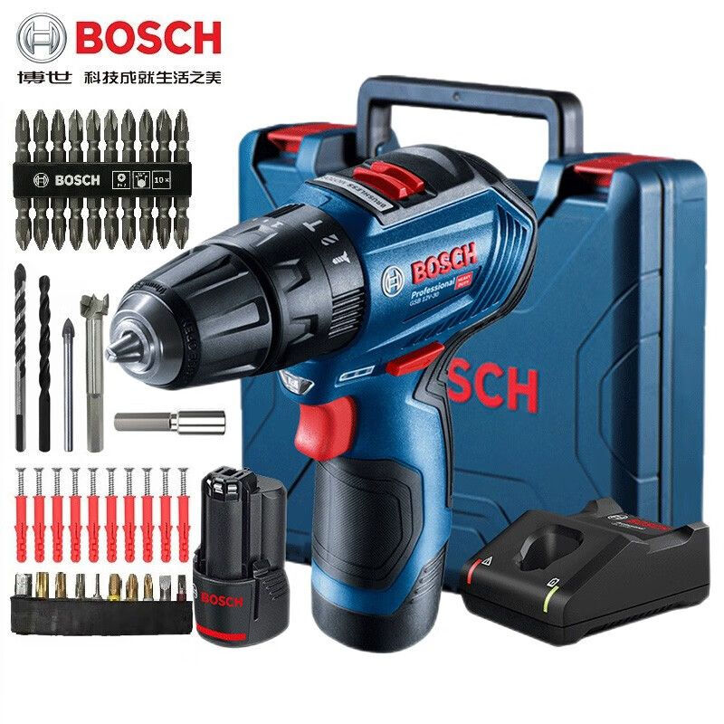 Дрель аккумуляторная Bosch GSB12V-30 + насадки, аккумулятор, зарядное устройство