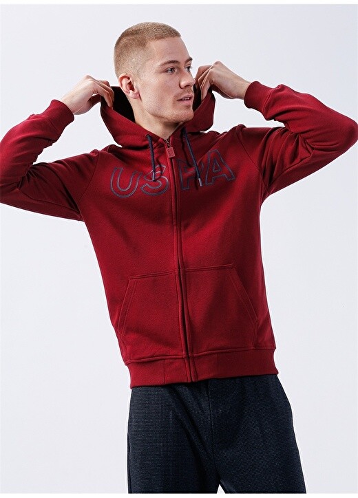 

Красная мужская толстовка с воротником с капюшоном U.S. Polo Assn., Красный