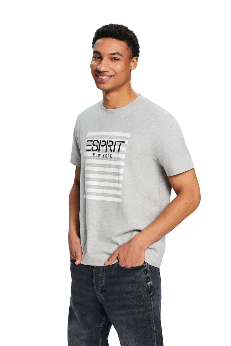 Хлопковая футболка обычного кроя с логотипом Esprit, серый