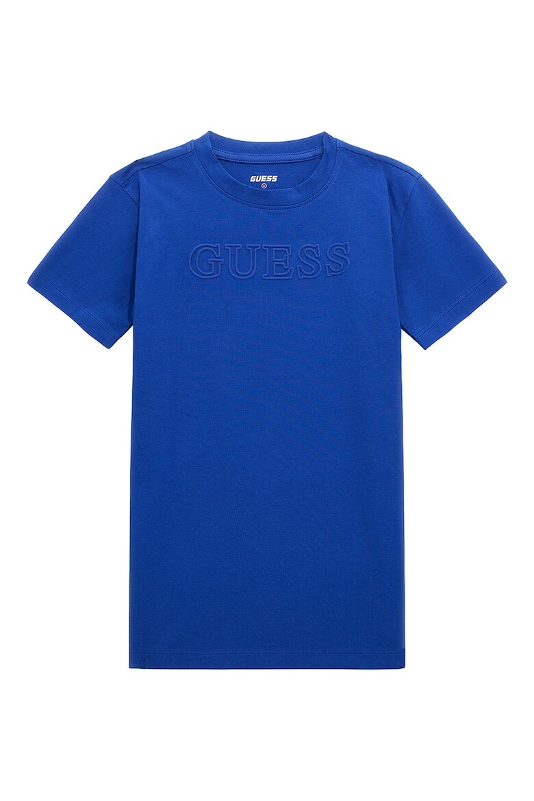 

Футболка с овальным вырезом и тисненым логотипом Guess, синий