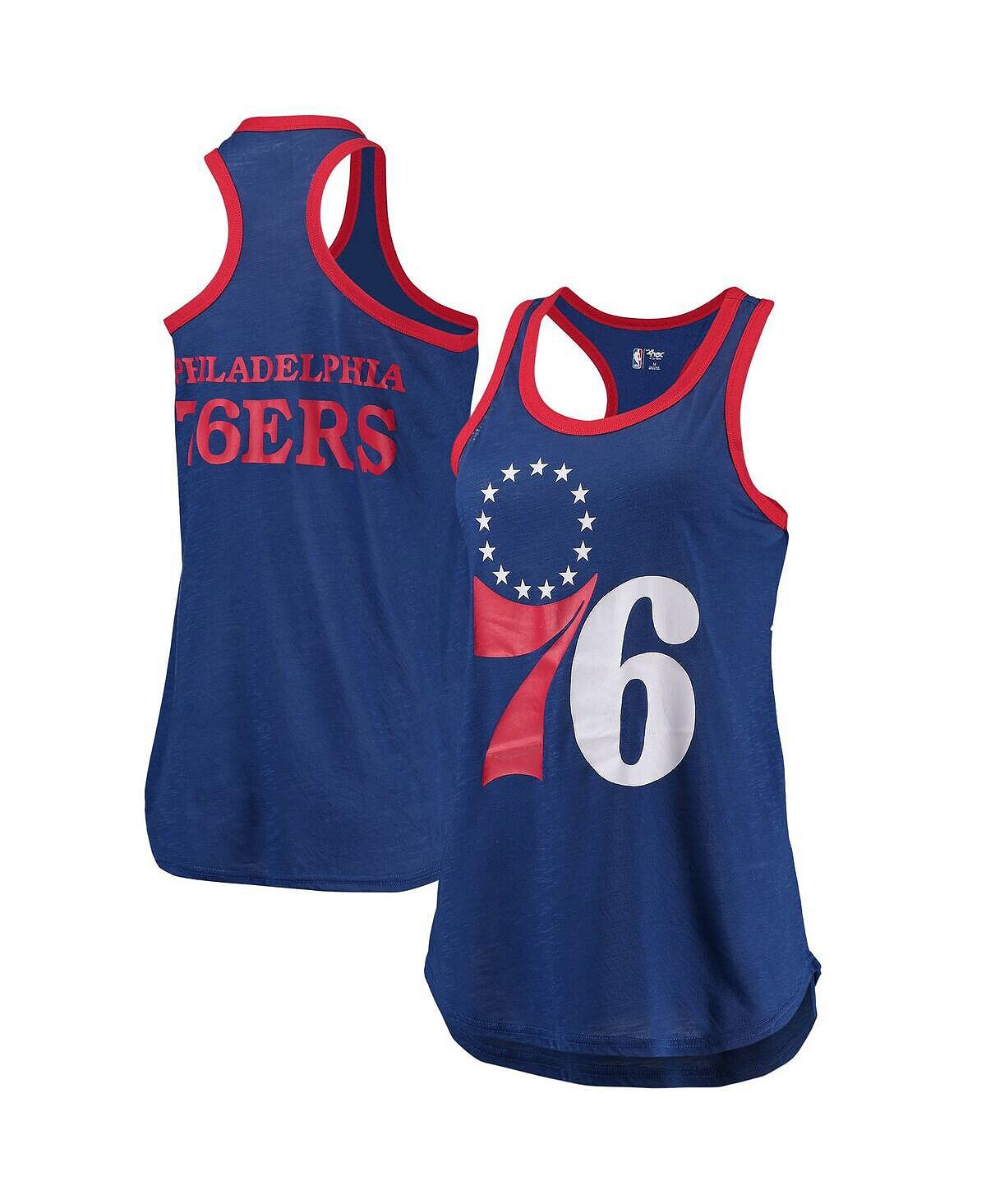 

Женская майка Royal Philadelphia 76ers Showdown с круглым вырезом-борцовкой G-III Sports by Carl Banks