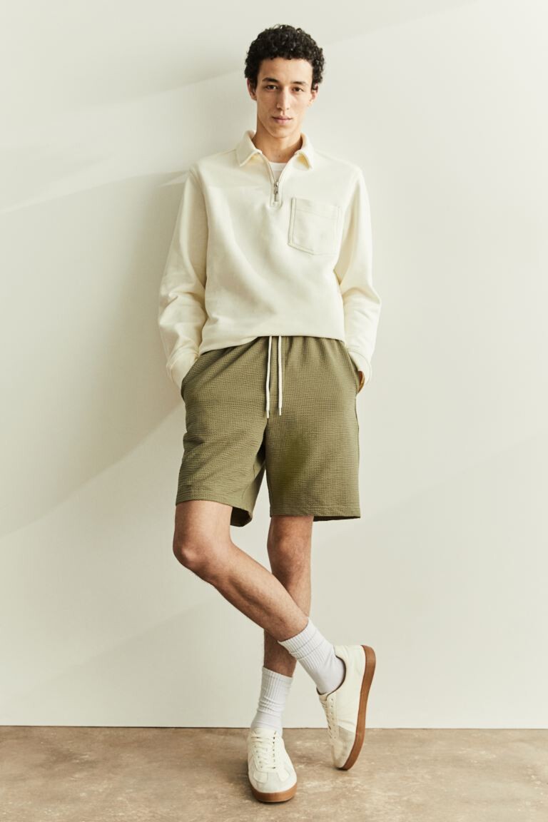 

Шорты вафельной структуры обычного кроя H&M, зеленый