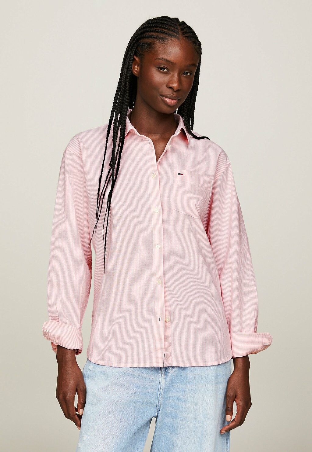 

Блузка-рубашка STRIPE BOXY FIT Tommy Jeans, цвет tickled pink stripe