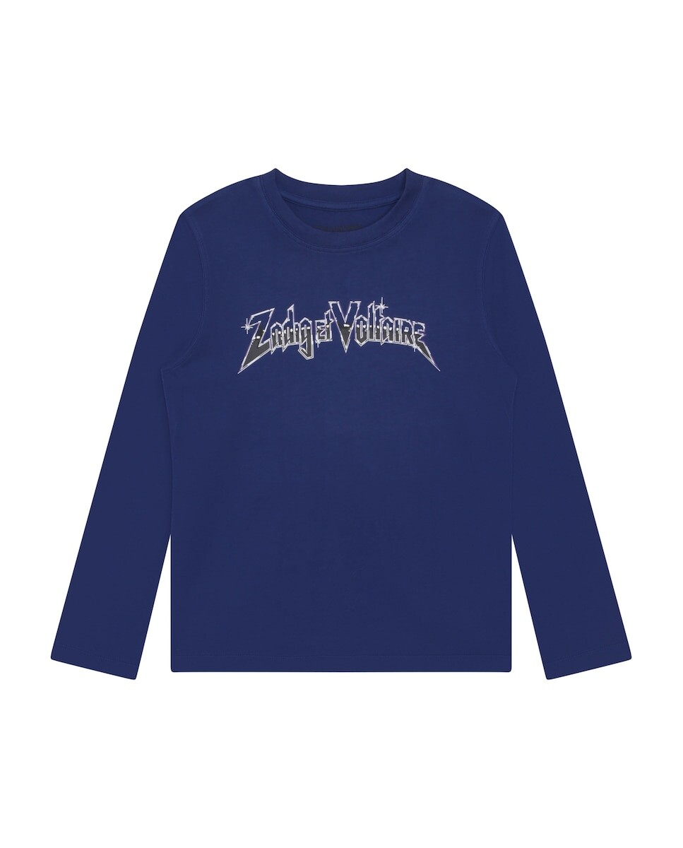 

Синяя хлопковая футболка для мальчика Zadig & Voltaire, индиго