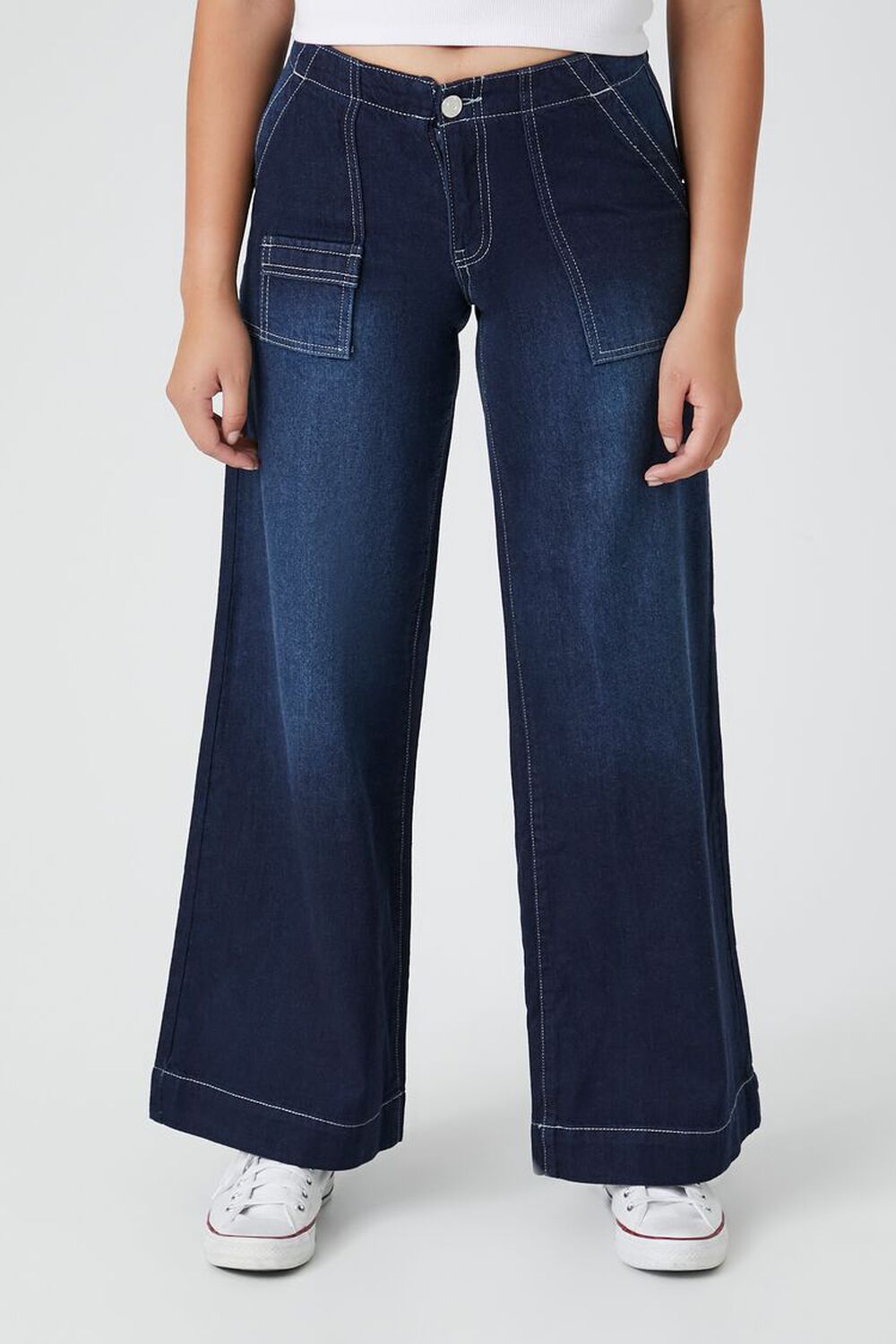 Широкие джинсы с низкой посадкой Forever 21, деним широкие джинсы plus деним boohoo белый
