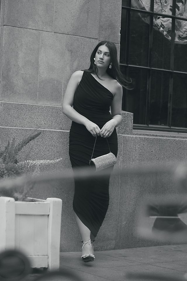 Платье миди Norma Kamali Diana на одно плечо со сборками, черный асимметричные плавки бикини diana norma kamali белый