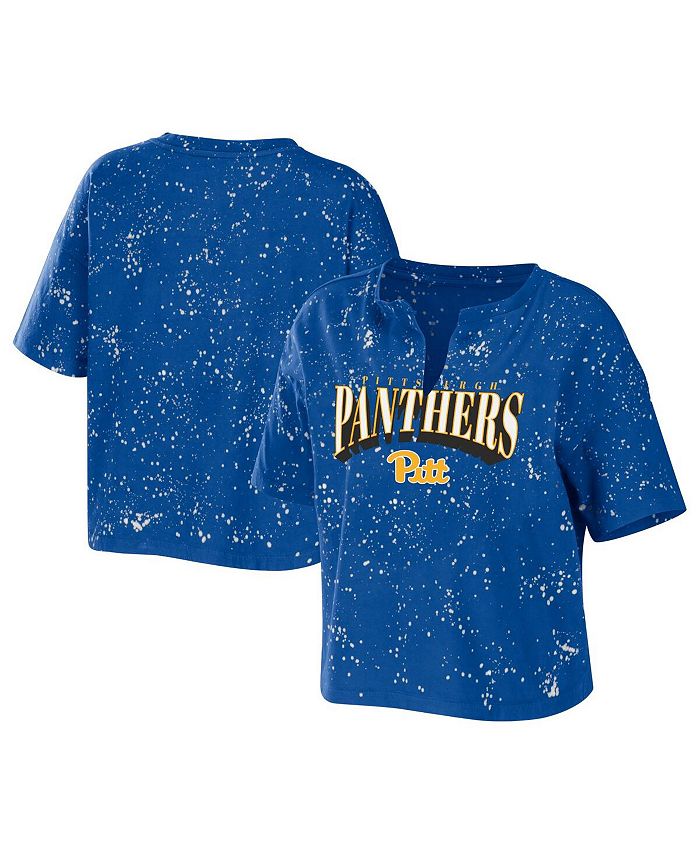 

Женская футболка Royal Pitt Panthers Bleach Wash Splatter Notch Neck WEAR by Erin Andrews, синий