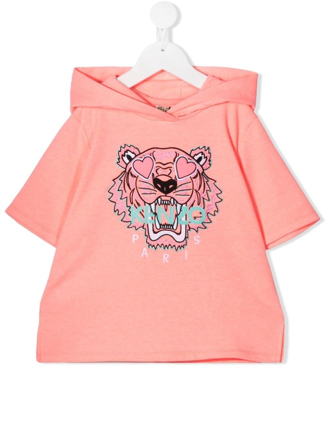 

Худи с короткими рукавами и вышивкой Tiger Kenzo Kids, розовый