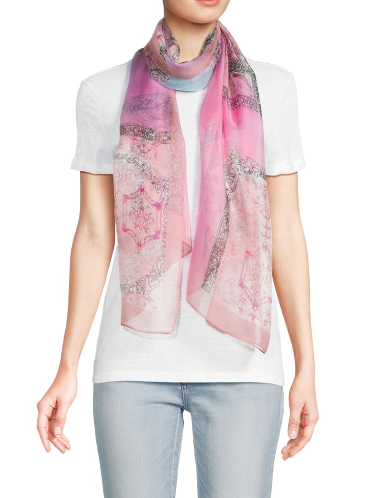 цена Шелковый шарф с гирляндой La Fiorentina, розовый