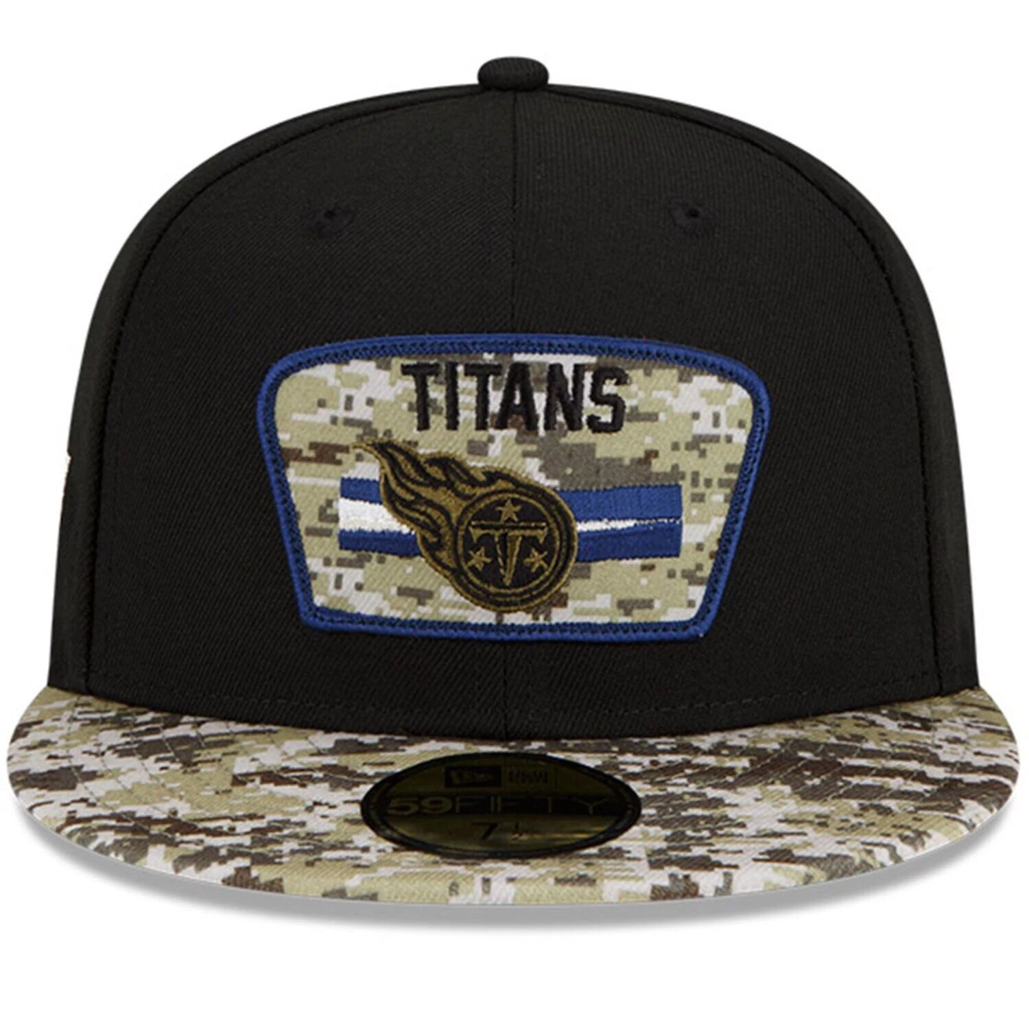 

Мужская облегающая шляпа New Era Black/Camo Tennessee Titans 2021 Salute To Service 59FIFTY