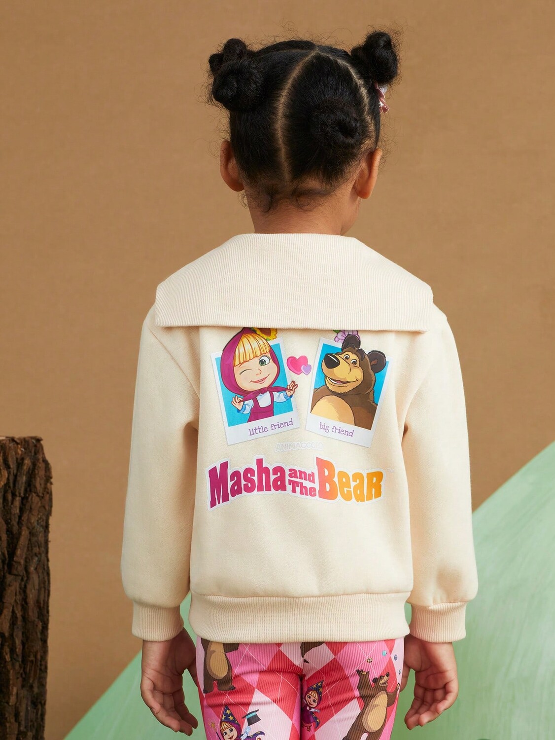 

Толстовка Shein X Маша и Медведь с мультяшным рисунком, абрикосовый