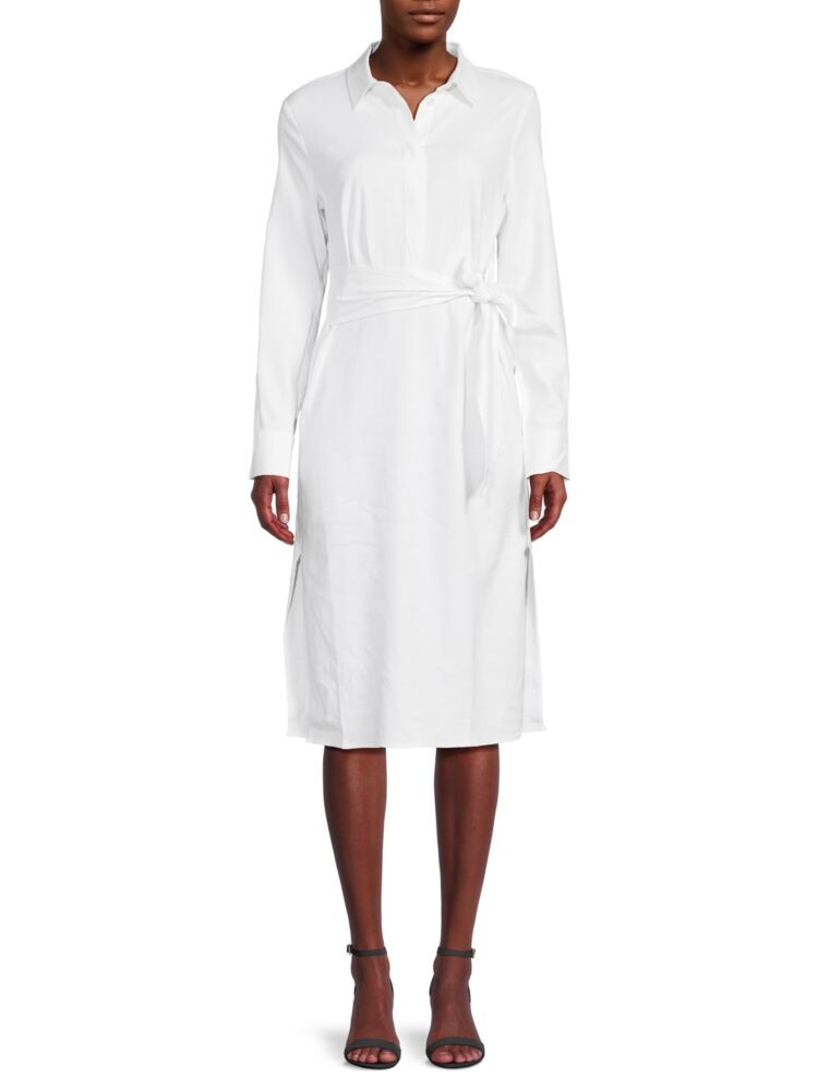 

Платье-рубашка миди с поясом Donna Karan New York, белый